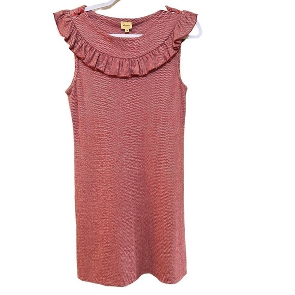 Ella Moss Chic Summer Sleeveless Ruffle Dress Red Chevron Pattern Size Medium - Picture 1 of 6